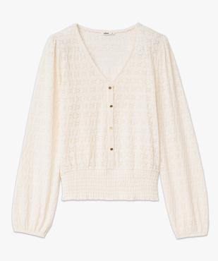 Tee-shirt à manches longues en maille ajourée femme vue4 - GEMO(FEMME PAP) - GEMO