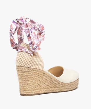 Sandales femme en toile avec semelle compensée en corde vue4 - GEMO 4G FEMME - GEMO