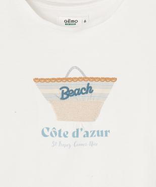 Tee-shirt manches courtes à motif estival en relief fille vue6 - GEMO 4G FILLE - GEMO