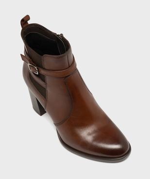 Bottines en cuir à talon haut avec fermeture zippée femme - Tanéo vue5 - TANEO - GEMO