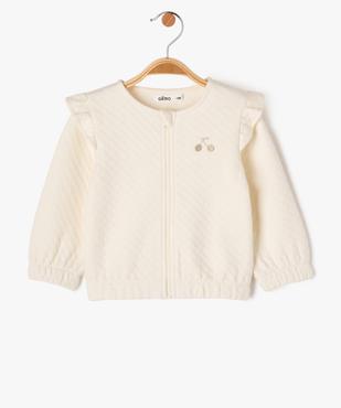 Sweat zippé avec volants sur les épaules bébé fille vue2 - GEMO(BEBE DEBT) - GEMO
