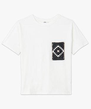 Tee-shirt femme à manches courtes avec poche poitrine brodée vue4 - GEMO(FEMME PAP) - GEMO