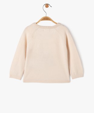 Pull en maille fine à motif brodé et peluche bébé fille vue3 - GEMO(BEBE DEBT) - GEMO