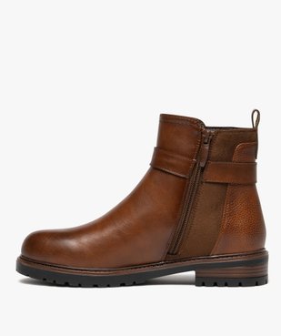 Boots femme à zip et détails suédés avec bride fantaisie  vue4 - GEMO (CASUAL) - GEMO