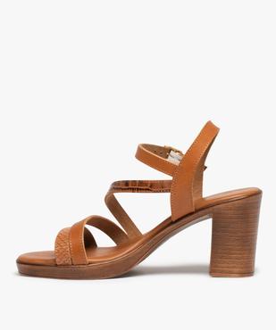 Sandales femme à talon carré et brides en cuir – Tanéo vue3 - TANEO - GEMO