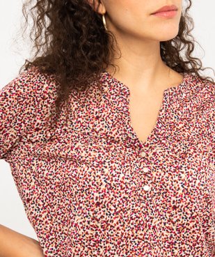 Tee-shirt à manches longues imprimé en polyester recyclé femme vue2 - GEMO 4G FEMME - GEMO