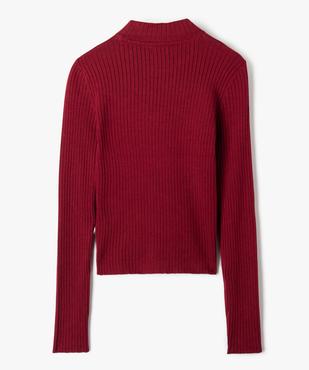 Pull court à col cheminée en maille côtelée fille vue3 - GEMO 4G FILLE - GEMO