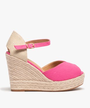 Sandales femme compensées en corde dessus satin uni vue1 - SANS MARQUE - GEMO