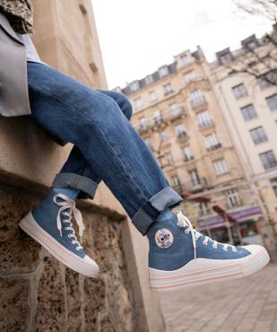 Baskets montantes en toile denim imprimé femme - Stitch vue1 - LILO & STITCH - GEMO