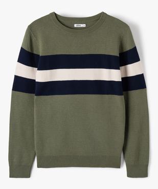 Pull garçon en maille fantaisie à larges bandes vue1 - GEMO (JUNIOR) - GEMO