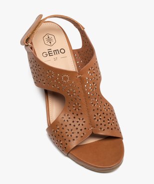 Sandales femme compensées dessus couvrant ajouré vue5 - GEMO(URBAIN) - GEMO