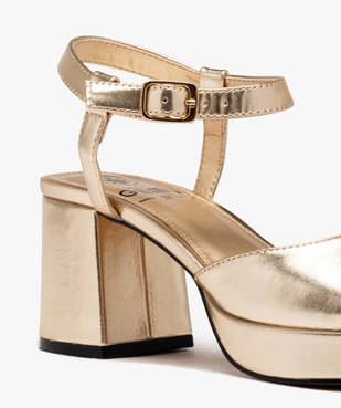 Sandales femme à talon flare métallisées avec bride cheville vue7 - GEMO(URBAIN) - GEMO