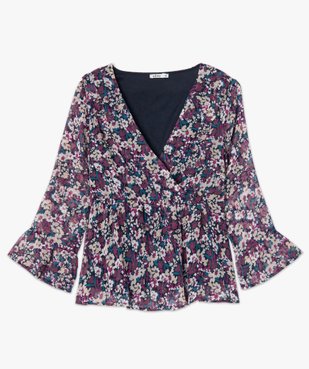 Blouse femme à motifs fleuris et décolleté cache-cœur  vue4 - GEMO(FEMME PAP) - GEMO