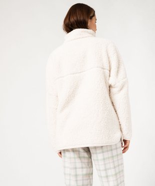 Veste d'intérieur en sherpa forme sweat à col montant zippé femme vue3 - GEMO(HOMWR FEM) - GEMO