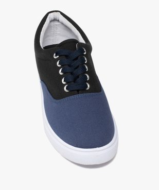 Baskets homme en toile bicolores et à lacets vue5 - GEMO 4G HOMME - GEMO