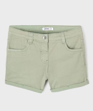 Short en coton stretch avec revers fille vue1 - GEMO (JUNIOR) - GEMO