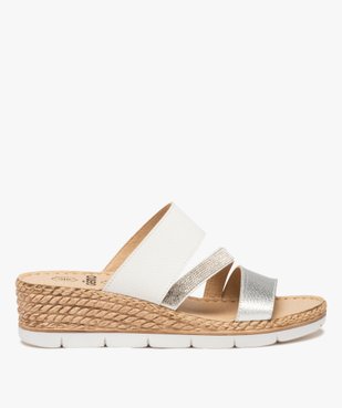 Mules femme confort à talon compensé avec brides fantaisie  vue1 - GEMO (CONFORT) - GEMO