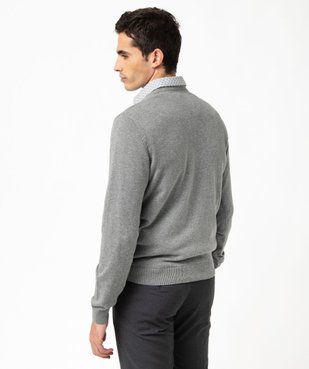 Pull homme à col V en coton fin vue3 - GEMO 4G HOMME - GEMO