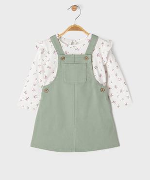 Ensemble 2 pièces bébé fille robe salopette et tee-shirt vue1 - GEMO 4G BEBE - GEMO