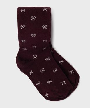 Collant chaud avec motifs noeuds bébé fille vue1 - GEMO 4G BEBE - GEMO