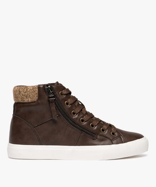 Baskets femme montantes avec col en maille à lacets et zip fantaisie  vue1 - FOLLOW ME - GEMO
