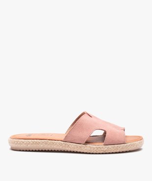 Mules femme à talon plat et bride en cuir retourné vue1 - GEMO (CASUAL) - GEMO