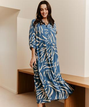 Robe à manches 3/4 imprimée en viscose femme  vue1 - GEMO 4G FEMME - GEMO