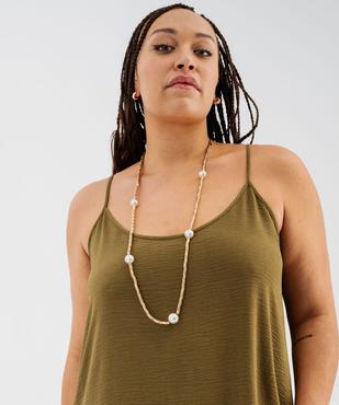 Robe longue à fines bretelles en maille froissée femme grande taille vue2 - GEMO 4G GT - GEMO