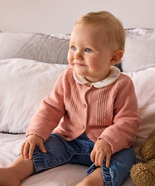 Gilet en coton avec bandes fantaisie bébé fille - LuluCastagnette vue1 - LULU CASTAGNETTE GEMO FOR GOOD - GEMO