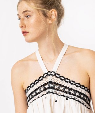 Robe tour de cou avec broderies femme vue2 - GEMO(FEMME PAP) - GEMO