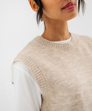 Pull sans manches en maille douillette chinée femme vue2 - GEMO(FEMME PAP) - GEMO