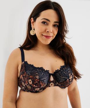Soutien-gorge emboitant en microfibre et dentelle femme grande taille vue2 - GEMO(HOMWR FEM) - GEMO