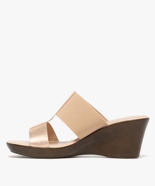Mules femme compensées à bride élastique et bride fantaisie vue3 - GEMO(URBAIN) - GEMO