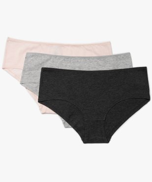 Shorties femme unis 100% coton biologique (lot de 3) vue1 - GEMO 4G FEMME - GEMO