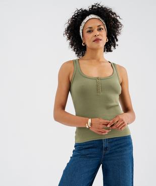 Débardeur en coton côtelé avec finitions festonnées femme vue2 - GEMO 4G FEMME - GEMO