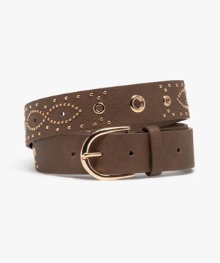 Ceinture à clous et œillets dorés femme vue1 - GEMO (ACCESS) - GEMO
