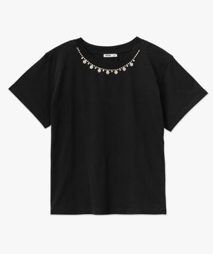 Tee-shirt droit à manches courtes et strass femme vue4 - GEMO(FEMME PAP) - GEMO
