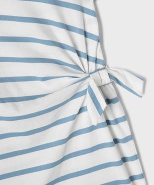 Robe courte en coton avec noeud à la taille fille vue2 - GEMO 4G FILLE - GEMO