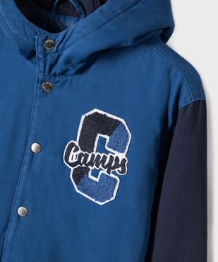 Blouson teddy à capuche style université américaine garçon - Camps United vue3 - CAMPS - GEMO
