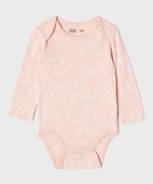 Bodies manches longues motifs lapins bébé fille (lot de 3) vue2 - GEMO 4G BEBE - GEMO