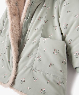 Blouson à capuche doublure fourrure imitation bébé fille vue3 - GEMO 4G BEBE - GEMO