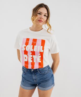 Tee-shirt manches courtes en jersey de coton imprimé femme vue1 - GEMO 4G FEMME - GEMO