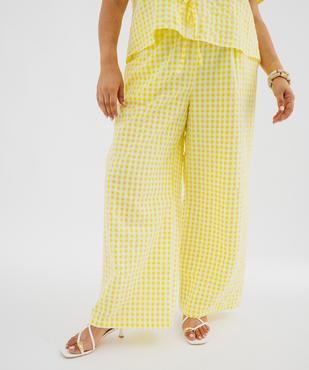 Pantalon en toile de coton gaufré à carreaux vichy femme grande taille vue4 - GEMO (G TAILLE) - GEMO