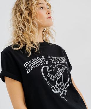 Tee-shirt manches courtes avec motif folk femme vue2 - GEMO(FEMME PAP) - GEMO