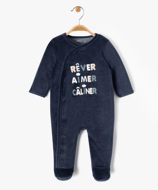 Pyjama en velours imprimé à ouverture devant bébé vue1 - GEMO(BB COUCHE) - GEMO