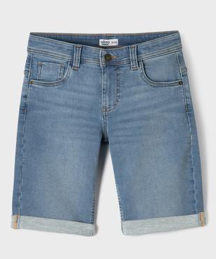 Bermuda en jean coupe slim avec revers garçon vue1 - GEMO 4G GARCON - GEMO
