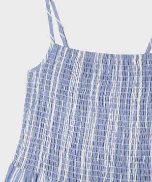 Robe à bretelles en viscose et lin buste smocké fille vue3 - GEMO 4G FILLE - GEMO