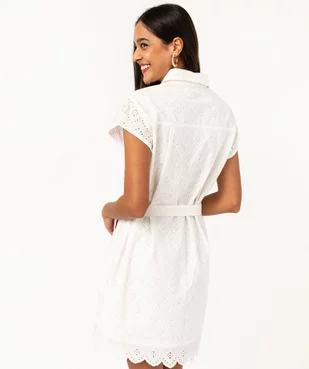 Robe chemise manches courtes en broderie anglaise femme vue3 - GEMO(FEMME PAP) - GEMO