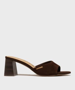 Mules à talon trapèze en suédine femme - LuluCastagnette vue1 - LULUCASTAGNETTE - GEMO