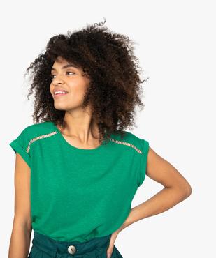 Tee-shirt femme pailleté avec manches ultra courtes à revers vue2 - GEMO(FEMME PAP) - GEMO